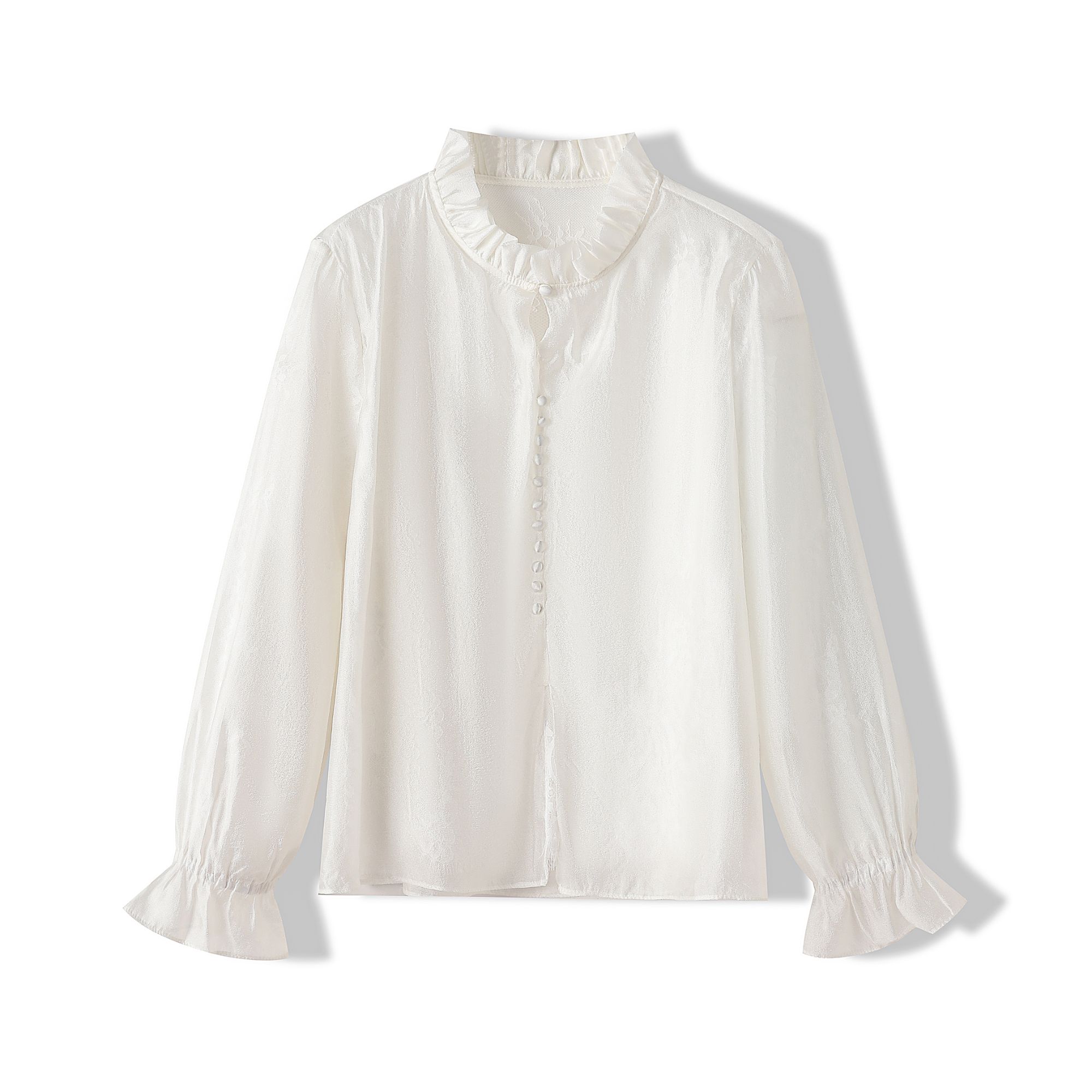 秋季木耳边领长袖打底高端时尚衬衣A131