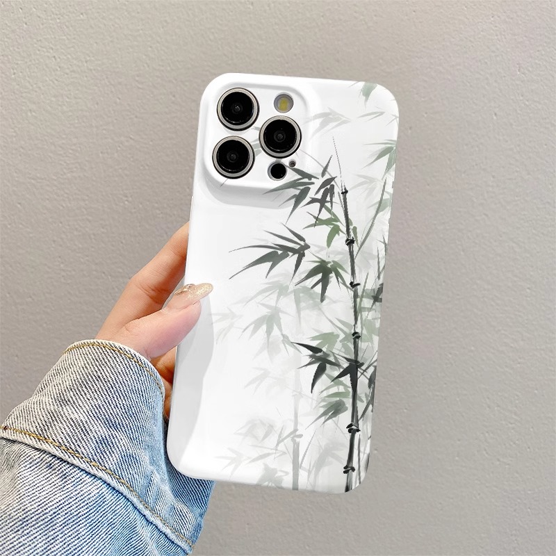菲林软壳防摔国风墨竹适用苹果16华为reno13小米15vivox200 1加