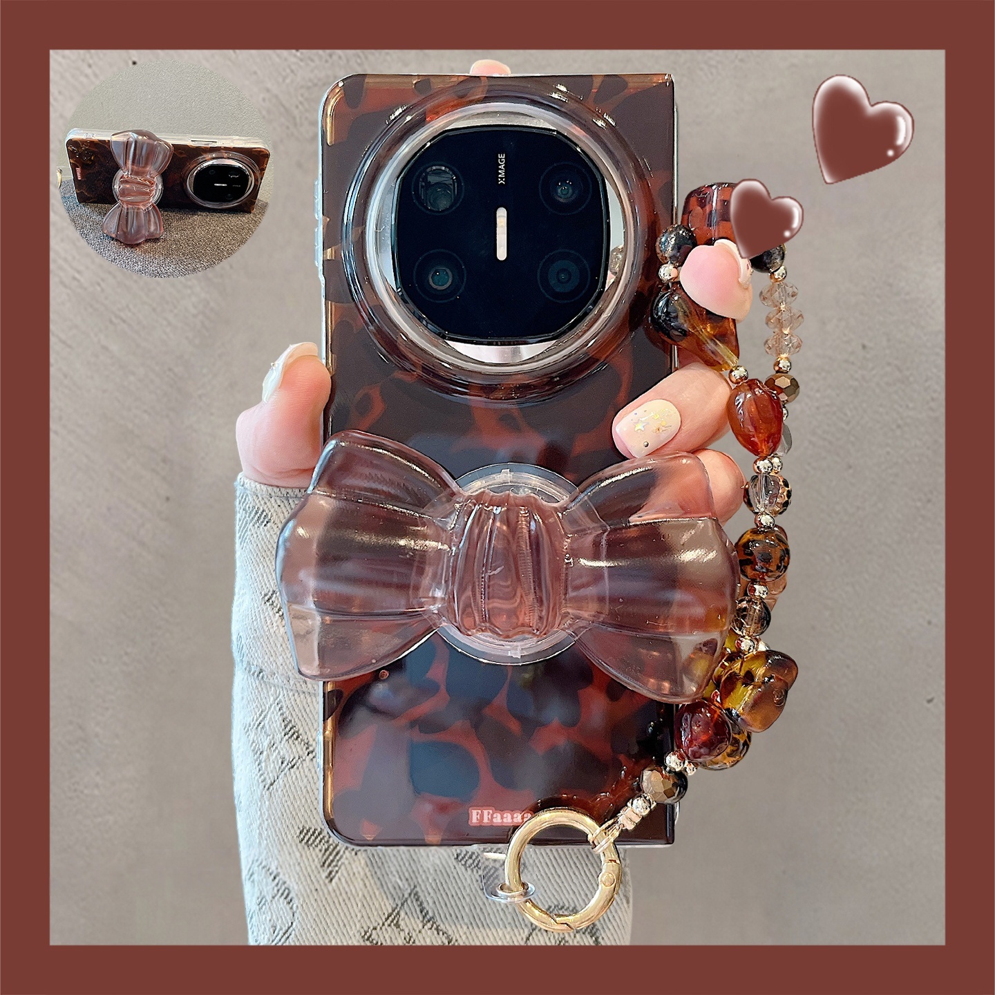 适用于华为mateX6新款折叠屏手机壳复古琥珀豹纹MateX5典藏版立体