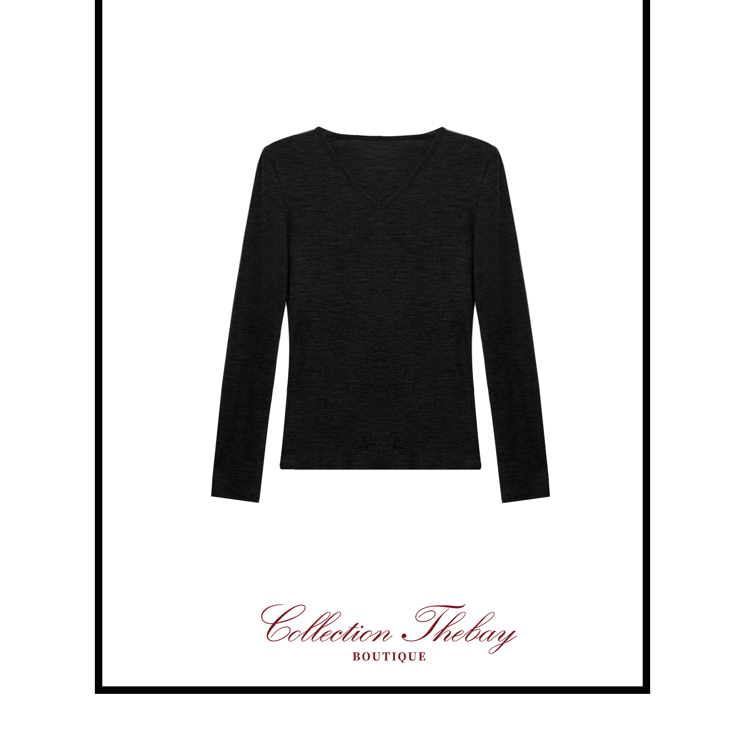 TheBay【美人尖】山羊绒桑蚕丝绵羊毛V领可机洗打底衫Bay2SDBJ0450