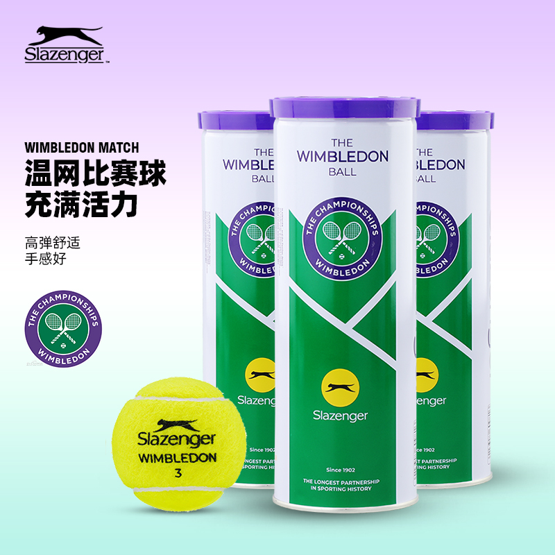 Slazenger史莱辛格优质温网比赛用球单人练习初学者运动训练球3粒