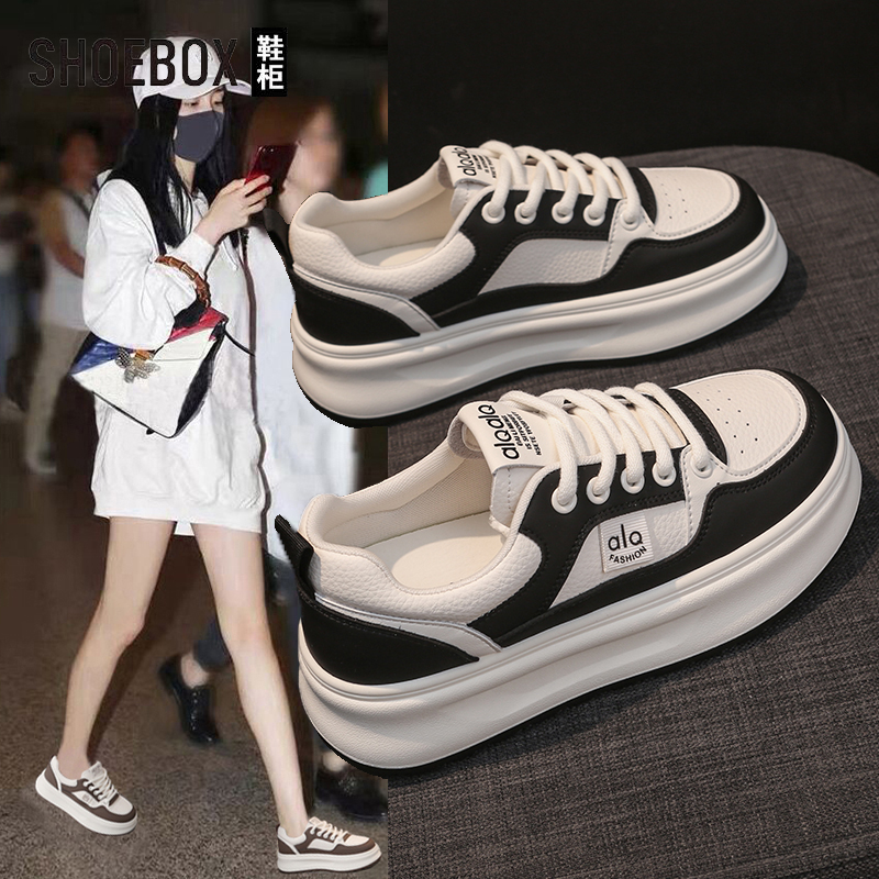 达芙妮旗下鞋柜杨幂同款小白鞋女2025秋季新款厚底休闲运动板鞋子