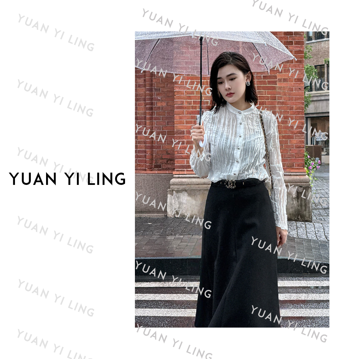 袁艺灵【月光女神】秋冬收腰修身气质优雅衬衫
