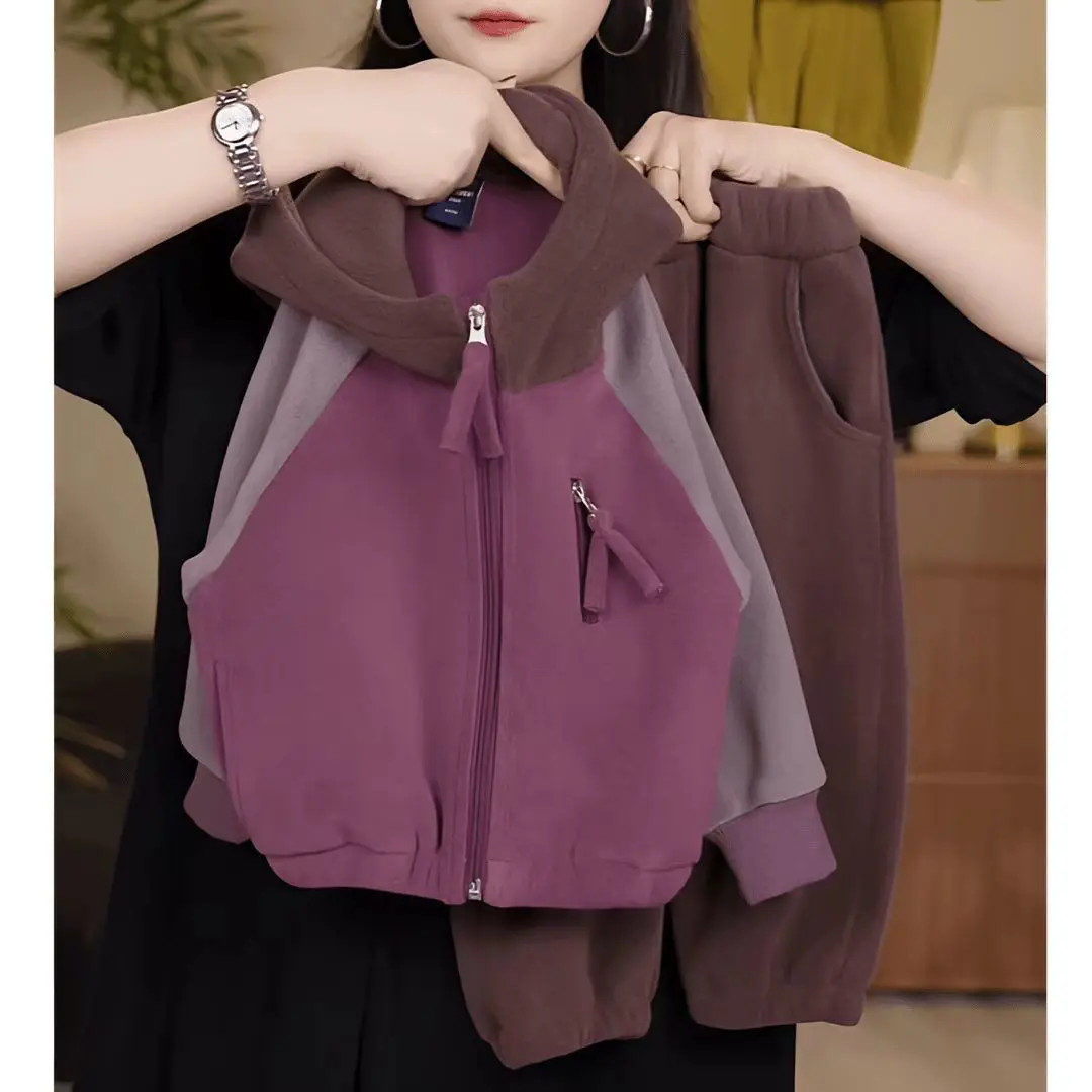 儿童加绒套装2025秋冬新款男女童韩版休闲上衣宝宝宽松长裤两件套