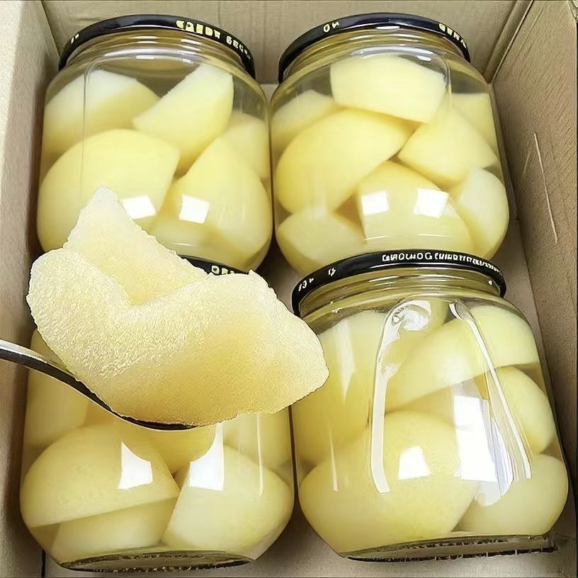 雪梨罐头510克果香浓郁肉质清甜水果罐头一箱4瓶梨罐头开盖即食