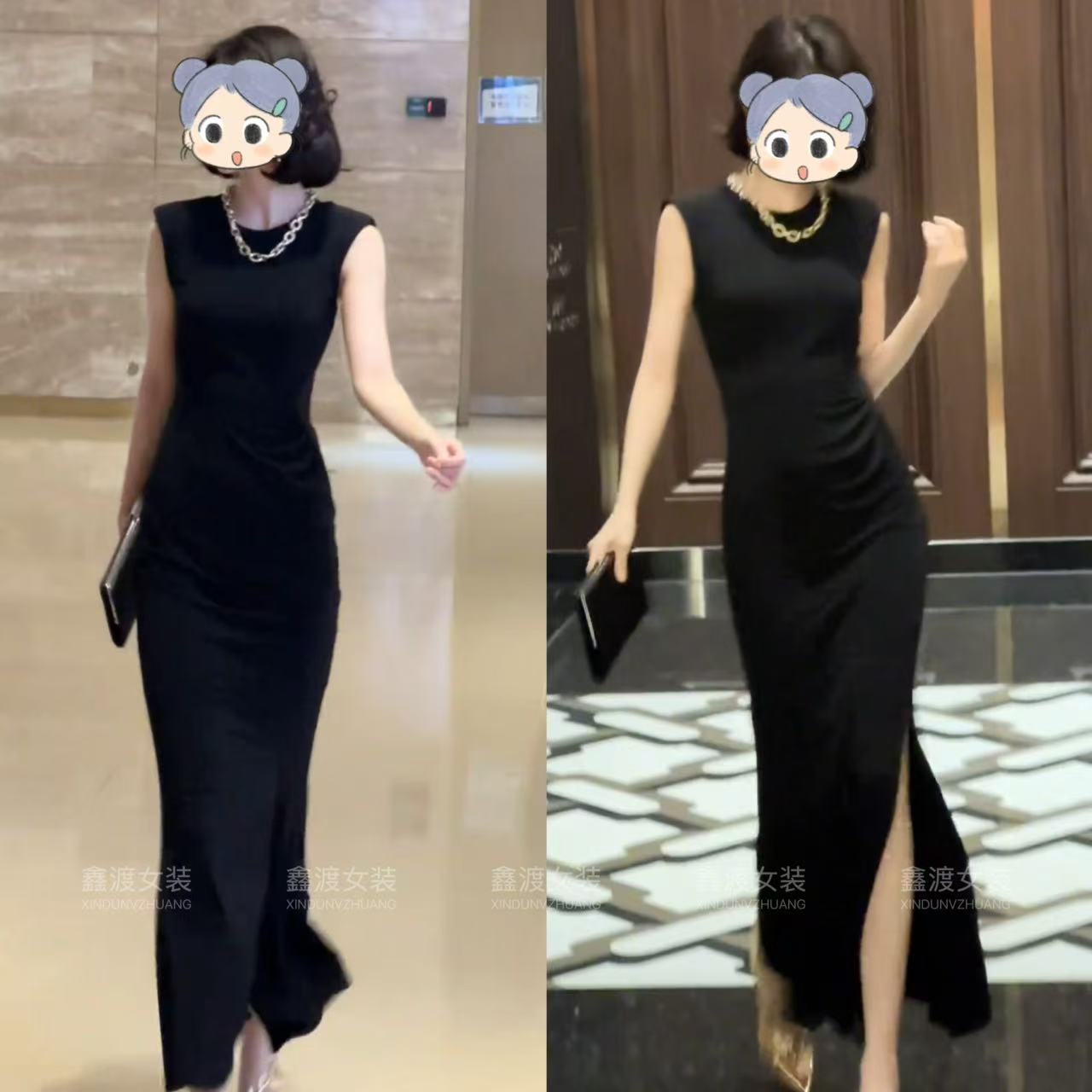 2025夏季新款时尚显瘦气质女士网红洋气连衣裙百搭款D9740