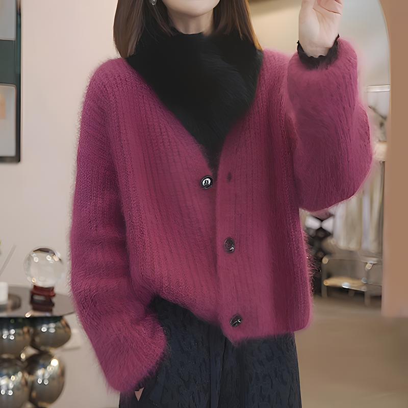 韩系温柔风慵懒宽松玫瑰粉毛衣软糯爆款女装冬季新款设计感针织衫