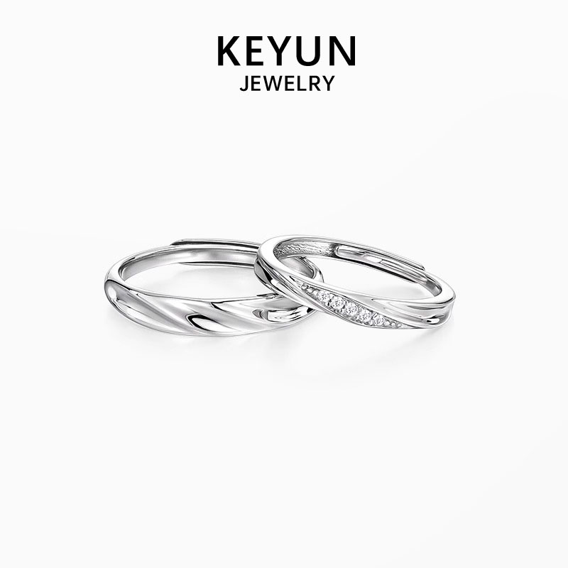 925银戒指 共渡爱河情侣对戒男女情侣款一对戒指生日送女朋友礼物