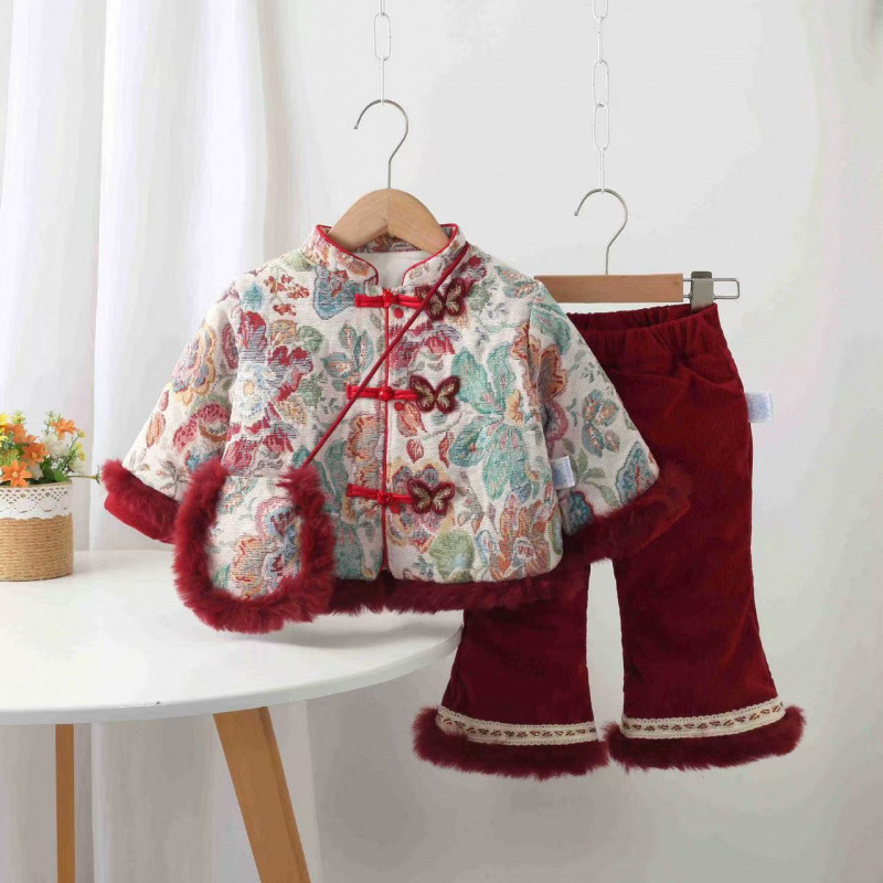 品牌工厂男女宝宝拜年套装儿童套装女童宝宝中国风拜年服汉服周岁