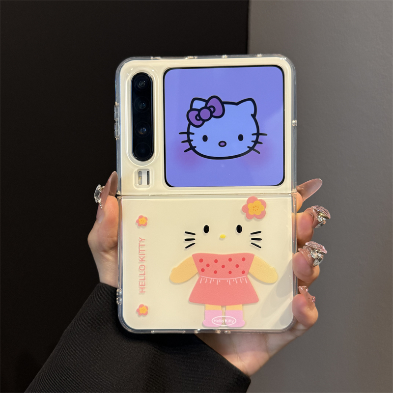 适用华为purax典藏版折叠屏手机壳pocket2可爱卡通英文蝴蝶结kt猫