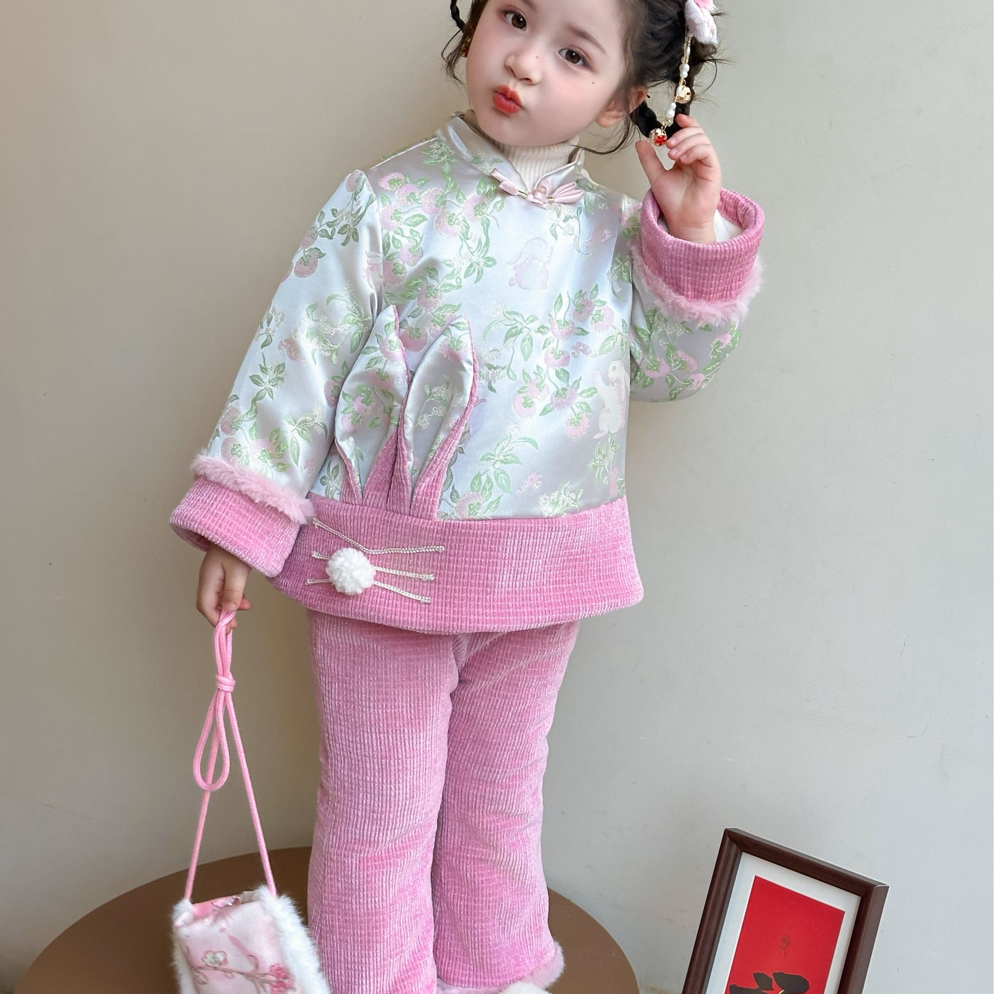 女童小朋友冬季套装儿童年服汉服医院国风两件套唐装