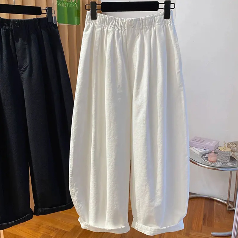 【纯棉】白色气球裤女春夏2025新款宽松休闲百搭九分灯笼裤阔腿裤