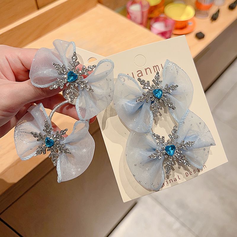 冰雪奇缘儿童爱莎公主飘带发圈雪花蝴蝶结发夹女童后脑勺头饰发卡