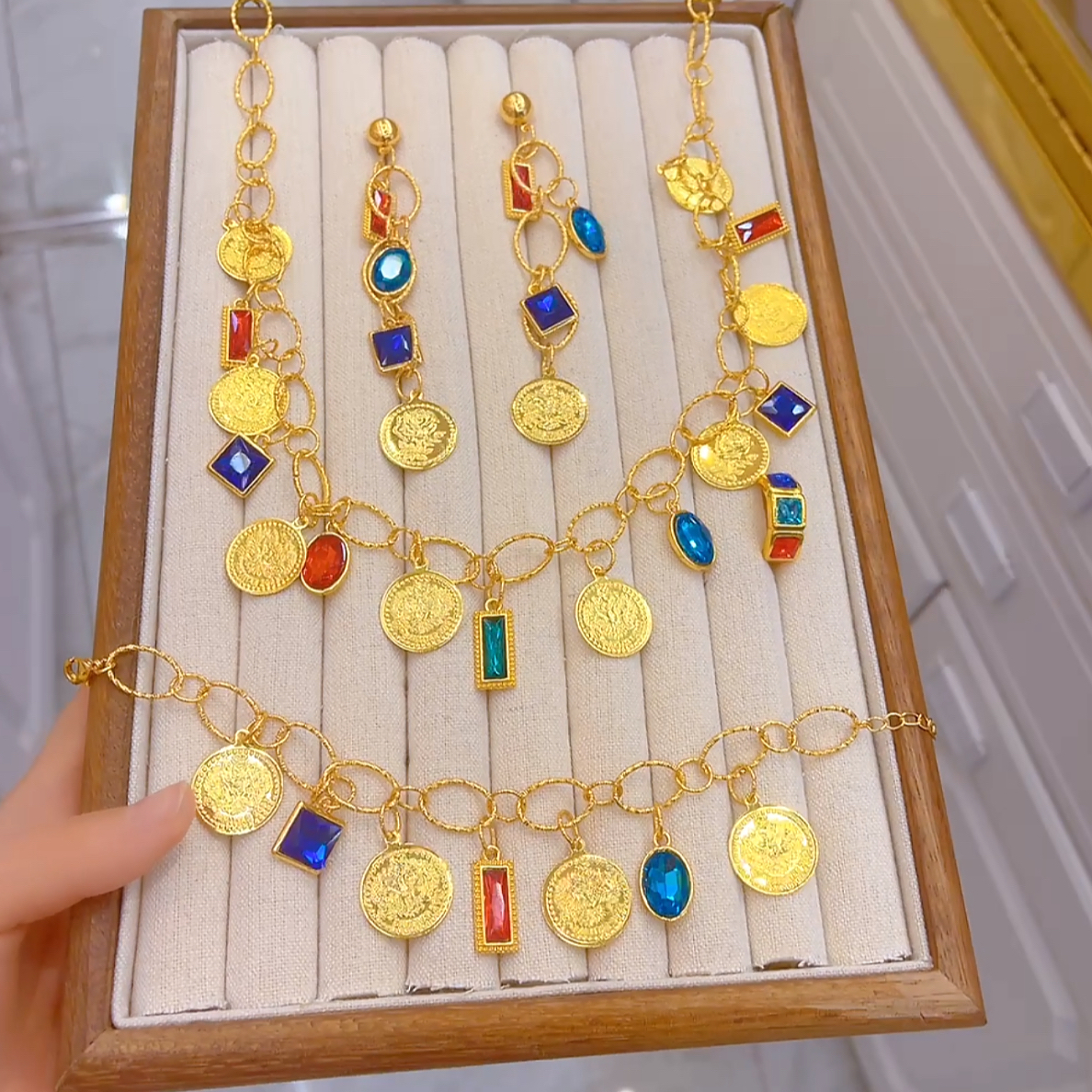 合金项链 1804新款三件套首饰民族风女百搭欧美时尚彩色