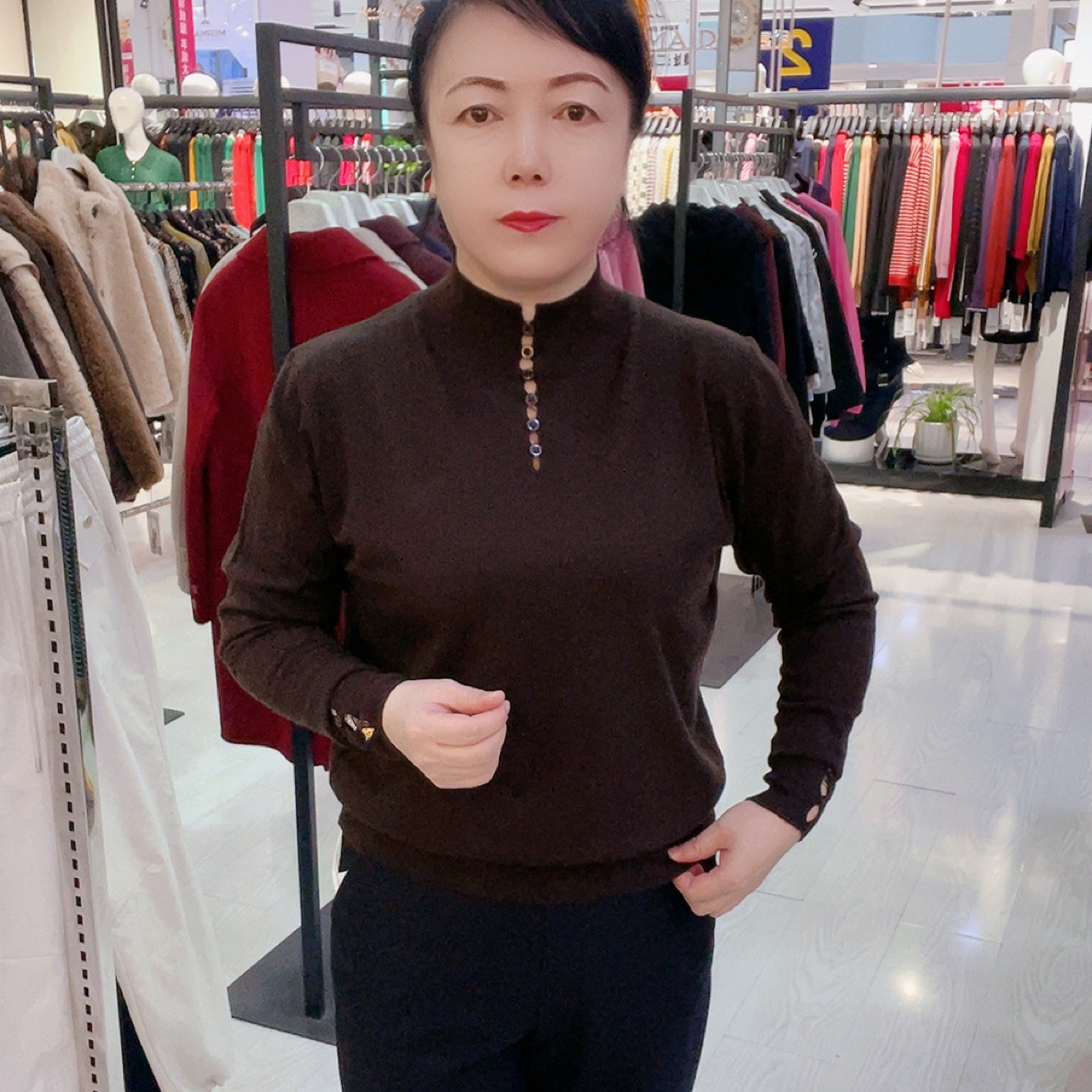 时尚立领针织打底衫女款宽松百搭