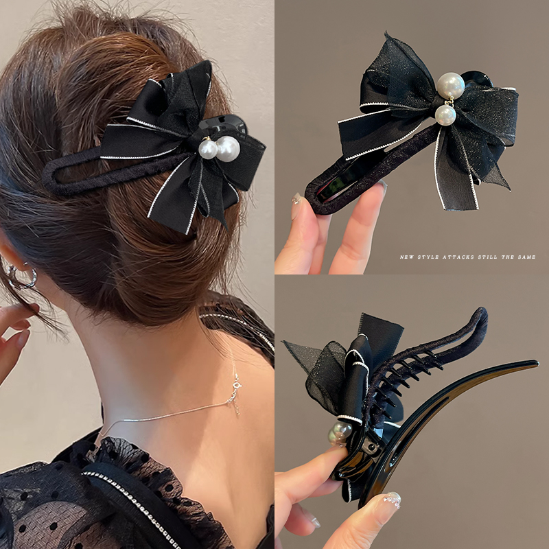 发夹女蝴蝶结大号抓夹后脑勺夹子2025新款高端鸭嘴夹发卡头饰