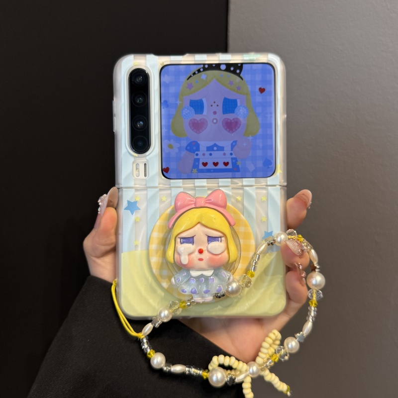 适用华为purax典藏版折叠屏手机壳pocket2波漾纹条纹哭娃磁吸支架