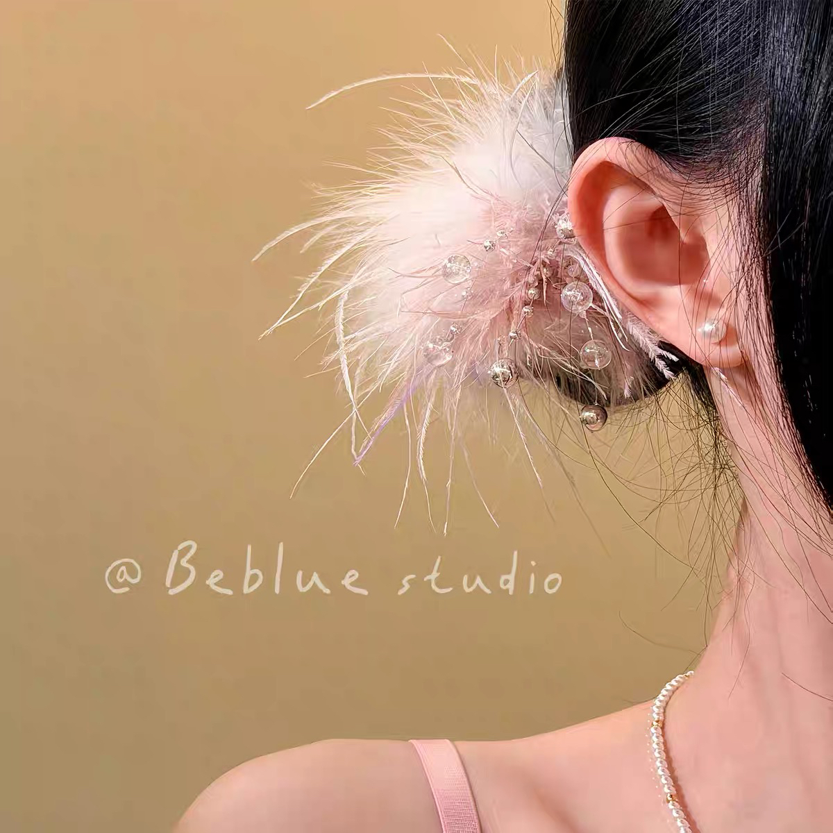 甜美羽毛发夹女节日氛围感可爱发饰