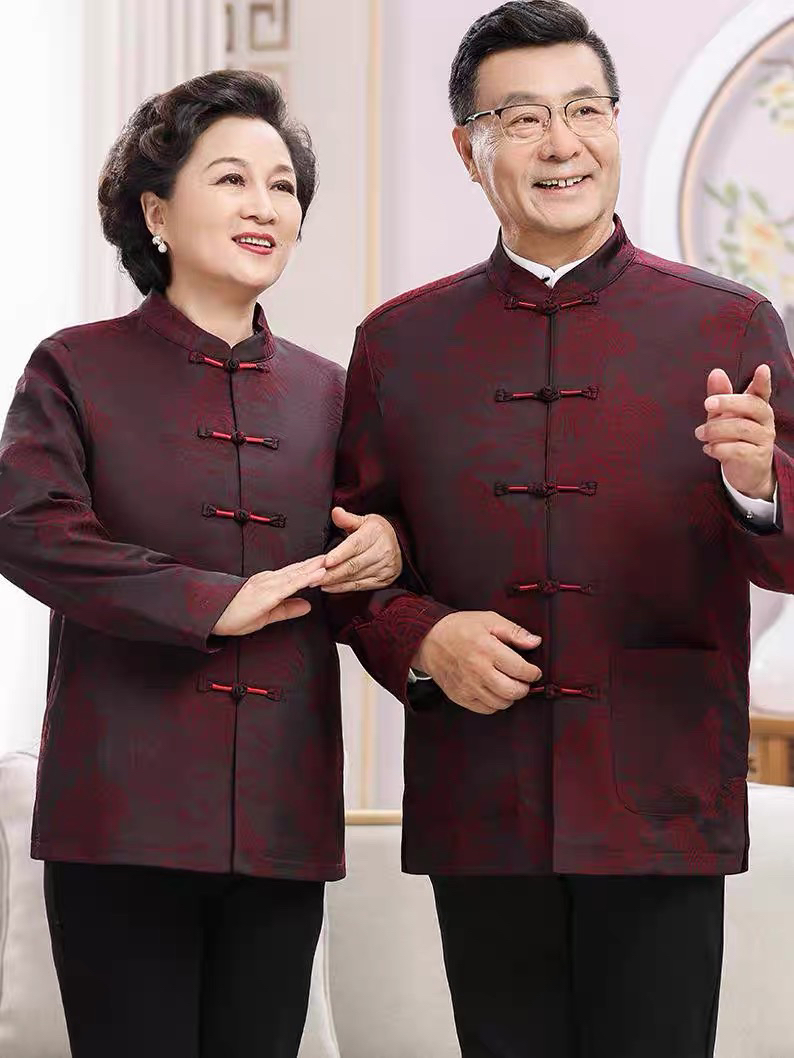 唐装爸爸夹克秋冬款中老年男装中国风汉服老人衣服爷爷外套爸爸装