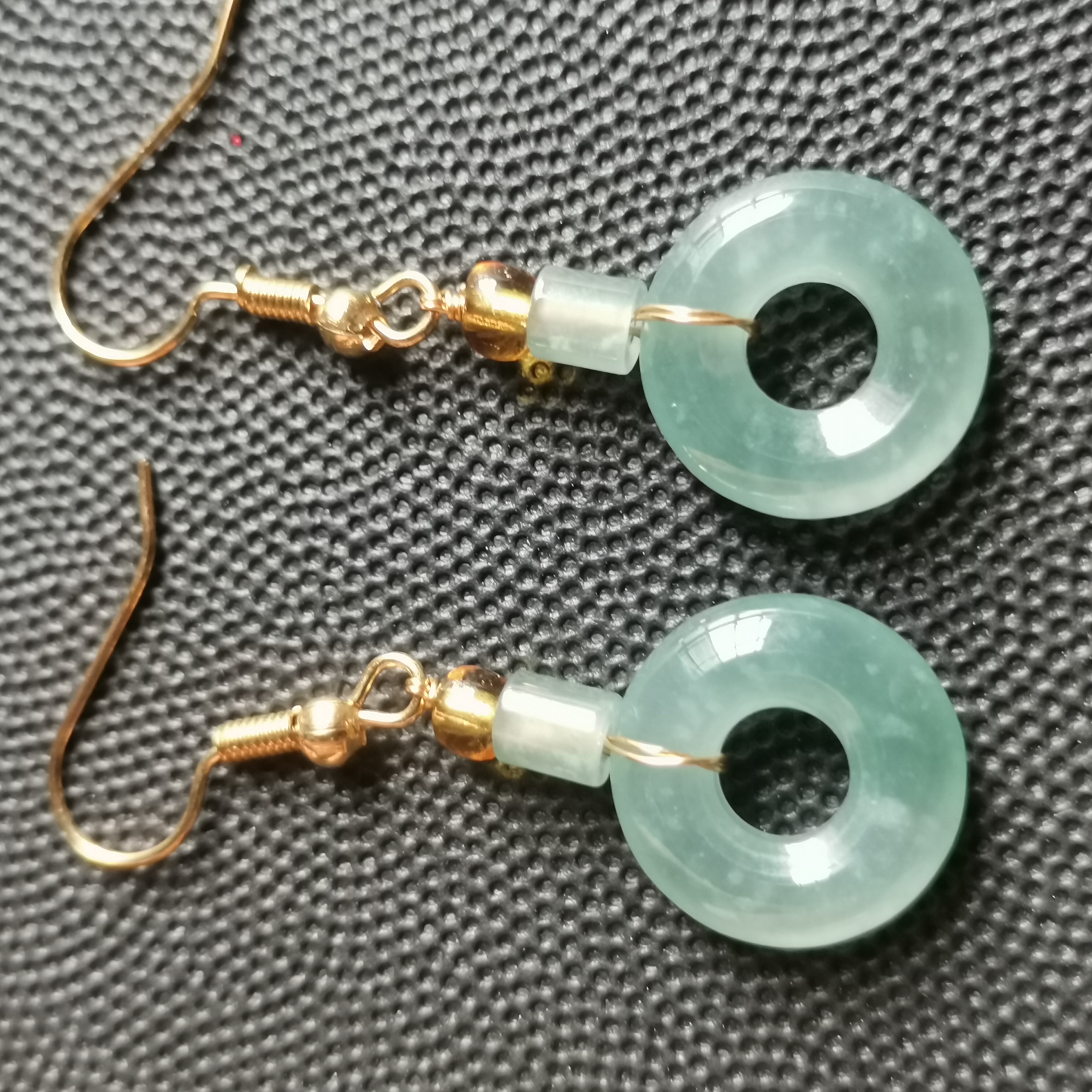 天然翡翠平安扣925银镶嵌耳坠时尚百搭清新复古平安扣吉祥平安