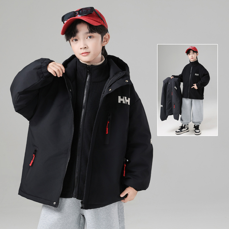 男童冲锋衣2025新款儿童加绒加厚外套男孩可拆卸三合一冬装上衣潮