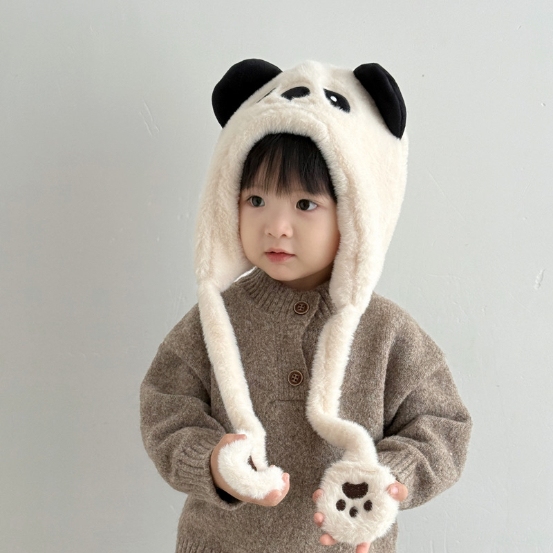 【小布丁】儿童帽子冬季可爱超萌毛绒护耳帽韩版男女保暖防风套头帽