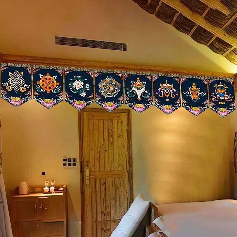 【西藏包邮】藏式宾馆装饰短帘民族特色文化帘横梁墙面魔术贴半帘