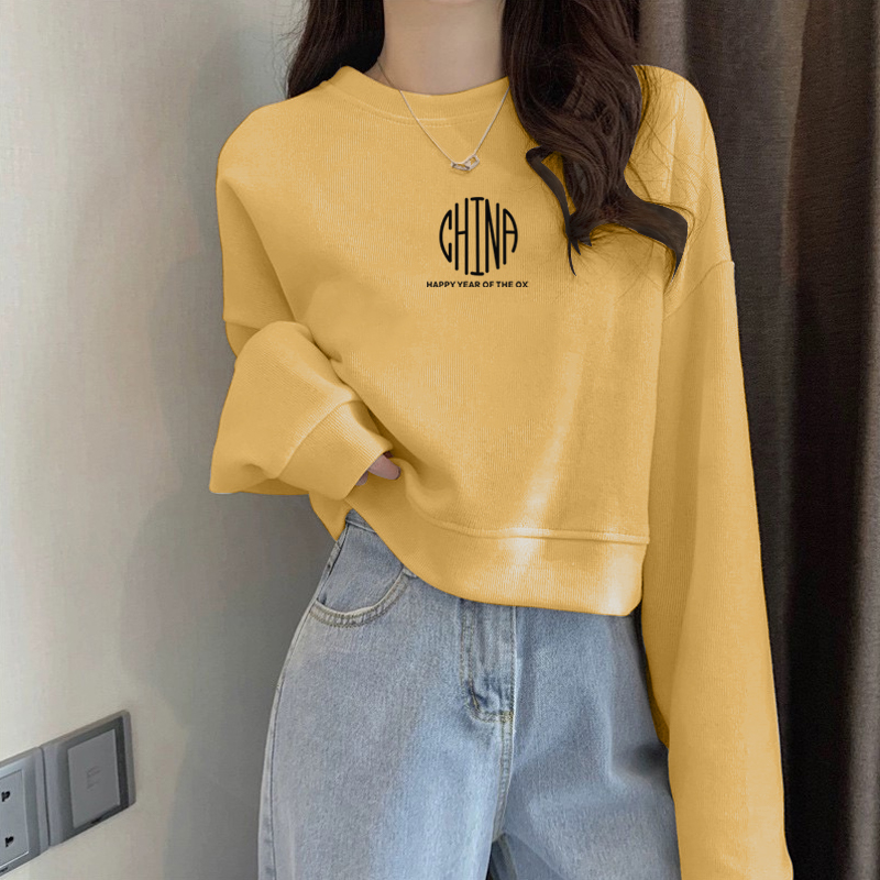 圆领卫衣女士2025秋冬季新款时尚欧货宽松休闲套头长袖纯棉上衣潮
