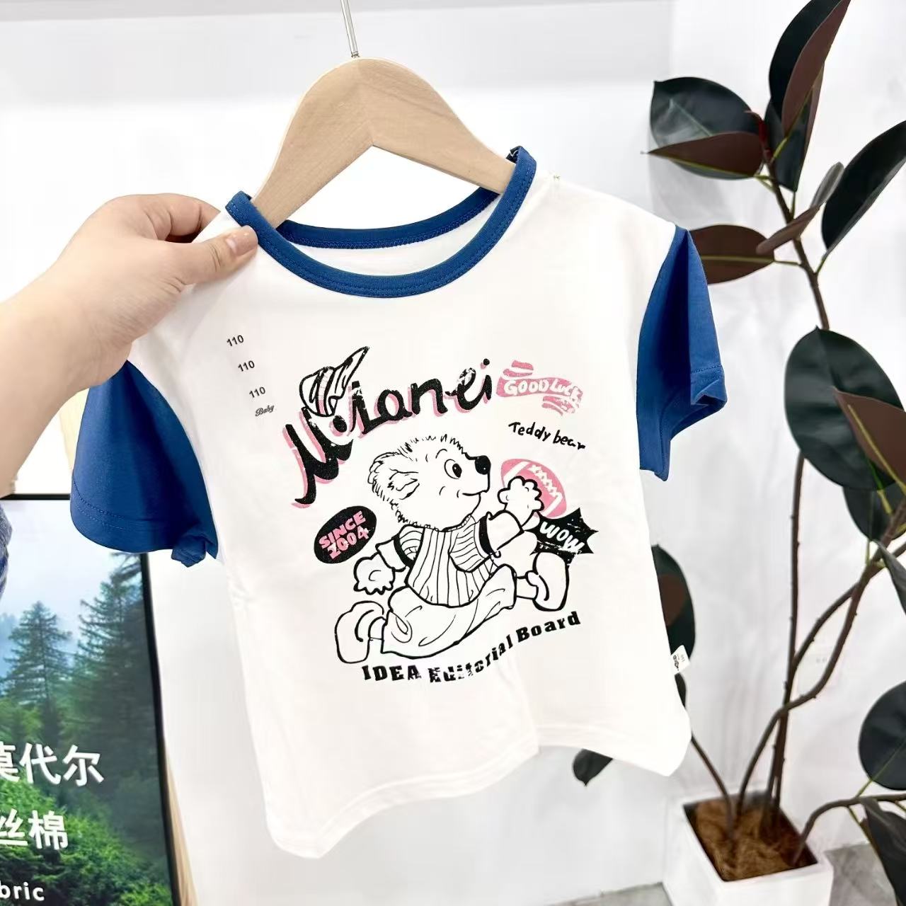 安禾棉品洋气夏季薄款儿童短袖上衣凉感T恤宝宝男女童索罗娜童装