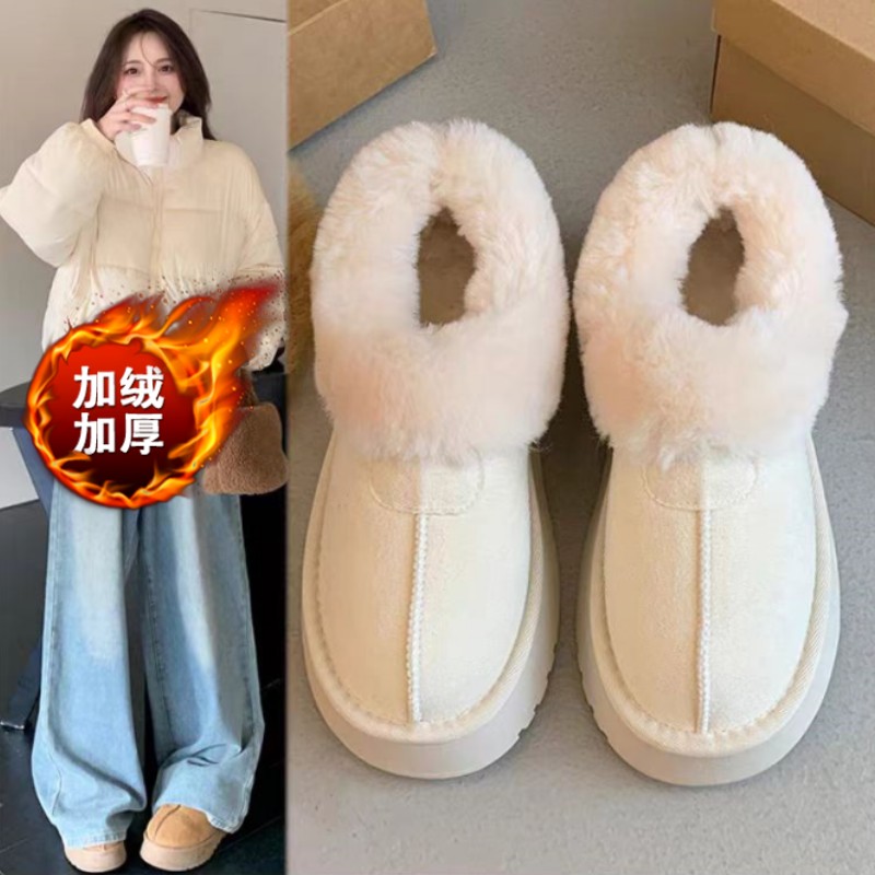 皮毛一体桑坡雪地靴厚底棉鞋毛毛鞋女2025年冬新款加绒加厚棉短靴