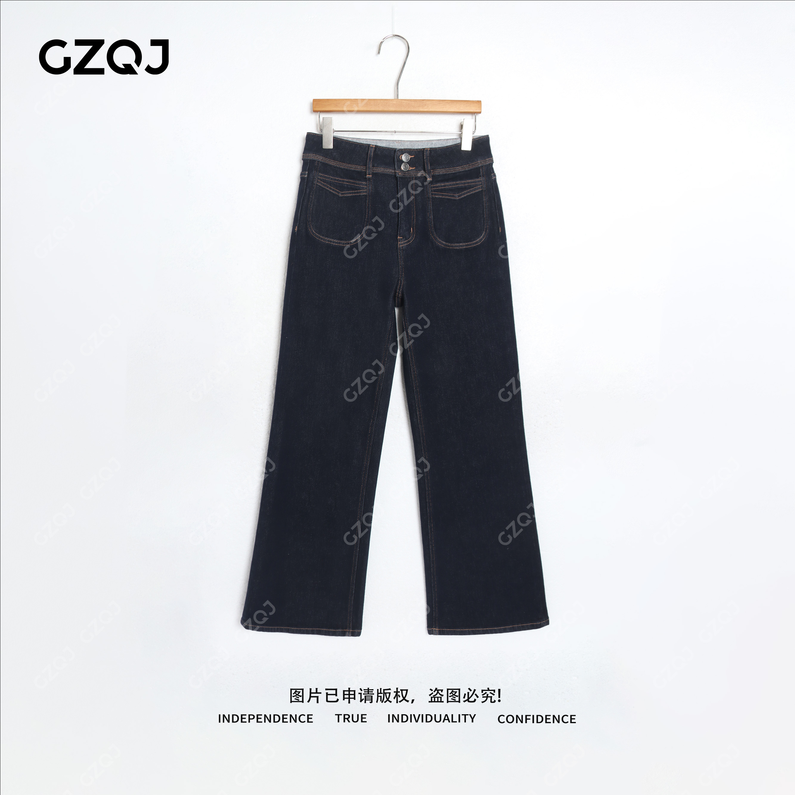 老琴私服 【腿精神裤】加绒显瘦时尚原牛色直筒牛仔裤女冬季新款69