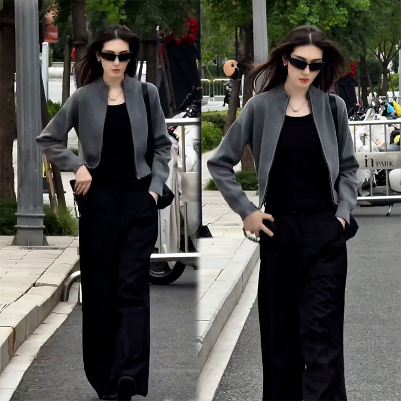 2025秋季新款设计感时尚百搭气质长袖外套女内搭背心休闲裤三件套
