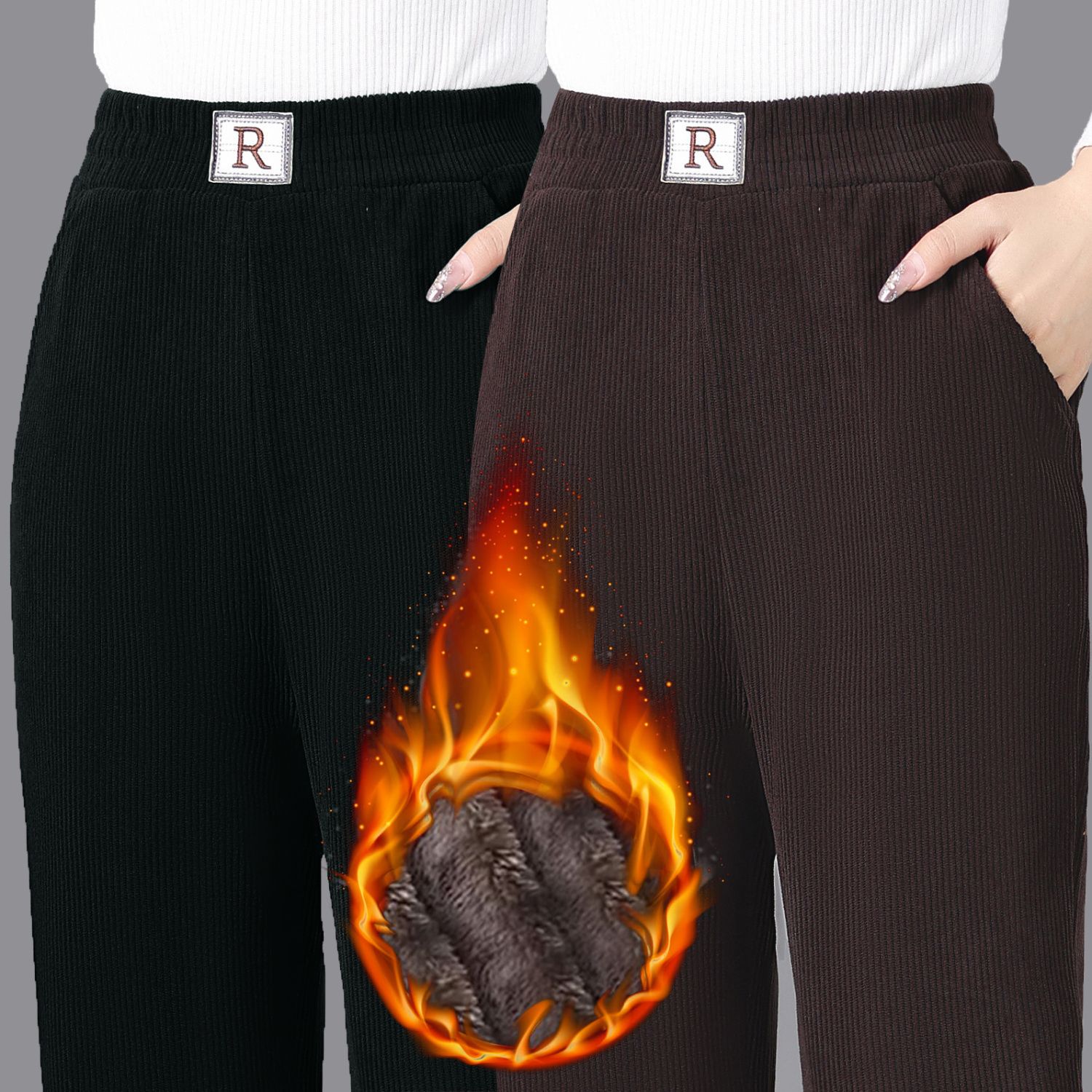 2025新款加绒加厚休闲裤子宽松加厚保暖裤外穿长裤