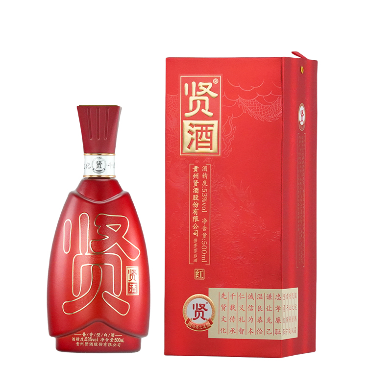 贤酒论语之道（红）500ml*1瓶古法传承纯粮酱香型白酒53%Vol500