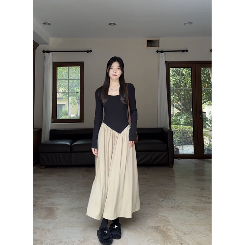 郭九九呢 新中式国风假两件方领拼接气质显瘦连衣裙 G923Q04525