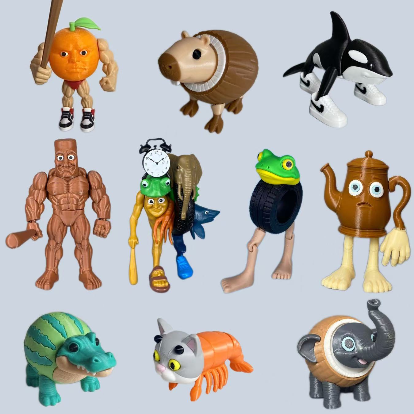 山海经融合怪神兽模型玩具水壶人木棍人手办3d打印抽象奇趣玩具