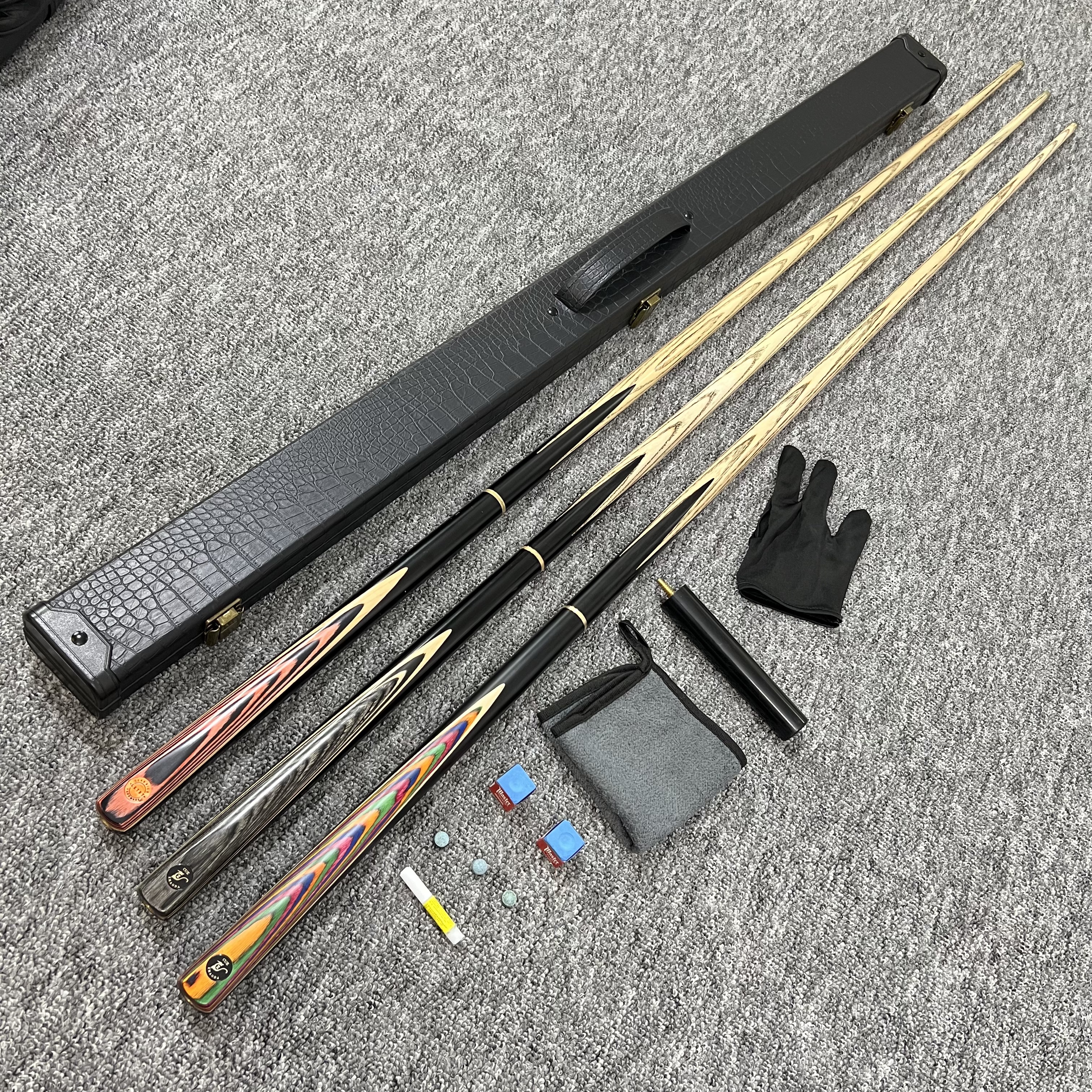 羽墨白蜡木3/4分体中式黑八手工杆台球杆小头斯诺克美式九台球杆