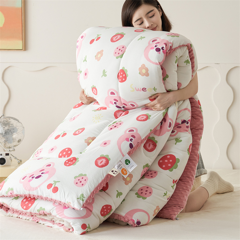 A类水洗针织棉被子豆豆绒被春秋单人被芯冬被冬季双人加厚豆豆被