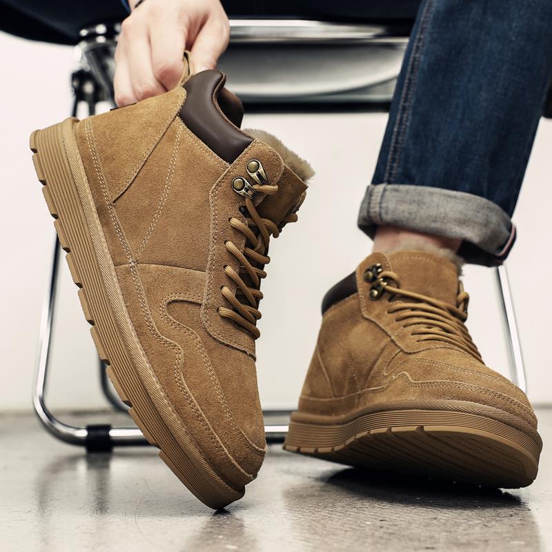 羊毛雪地靴男抗寒保暖户外防滑时尚短靴冬季潮流时尚东北高帮鞋