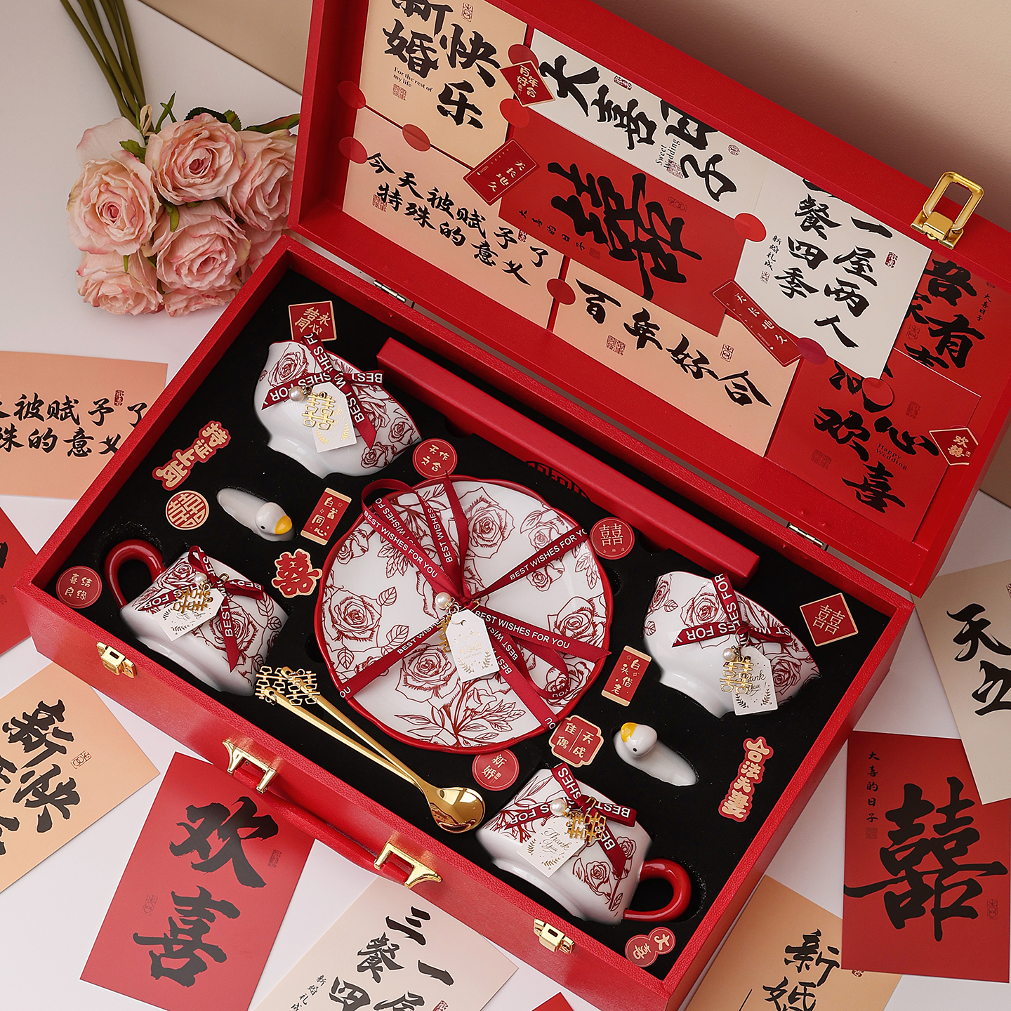 结婚礼物送新娘新人新婚订婚礼品送闺蜜姐妹实用餐具喜碗套装创意