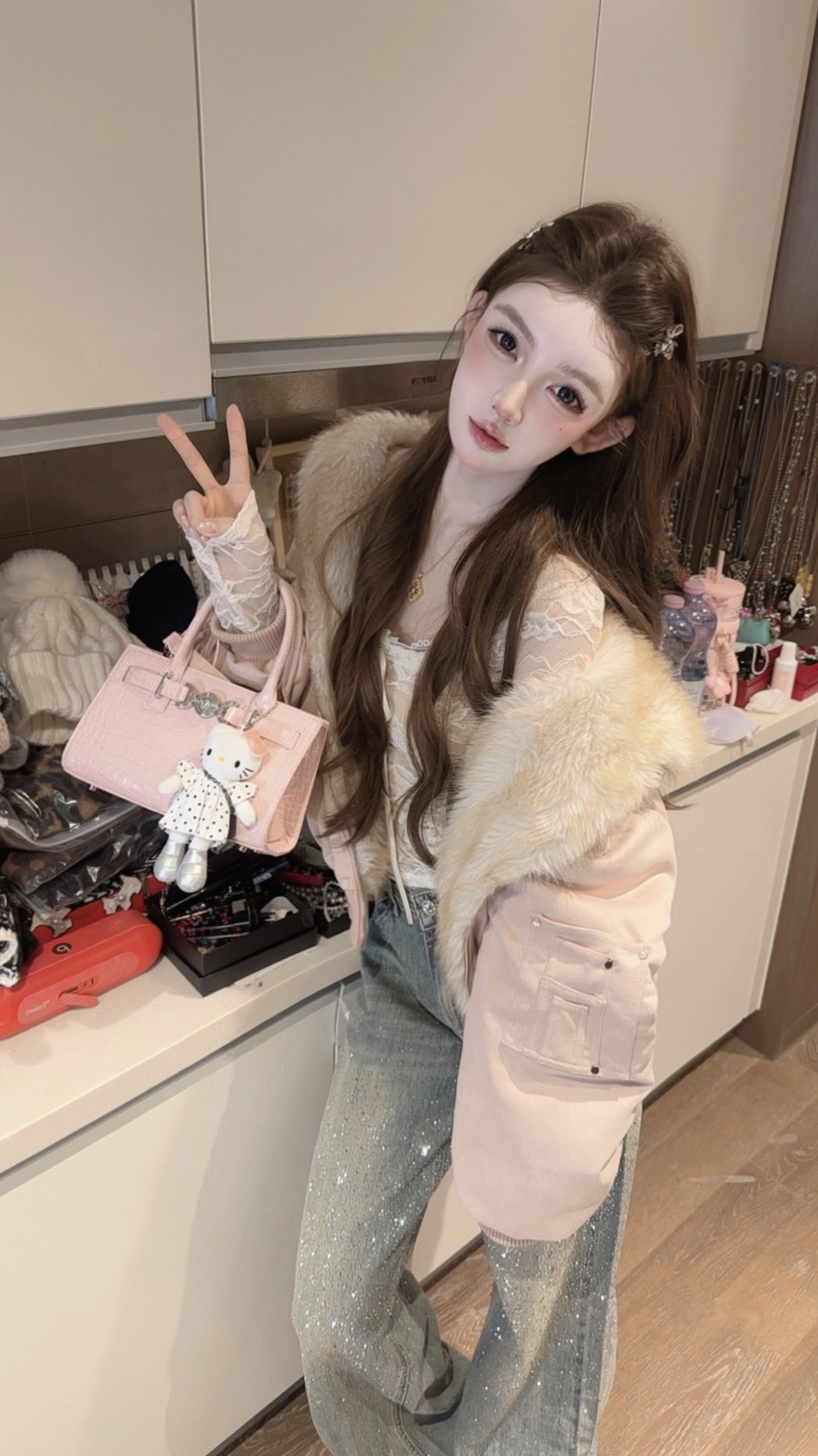 2025新潮麂皮绒双面穿托卡毛毛外套女冬季加厚保暖飞行夹克潮