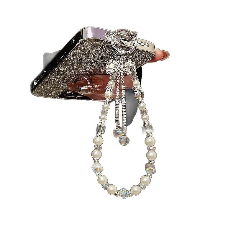 蝴蝶结水晶手机链女精致高级感手工串珠水钻挂绳短款手提挂饰