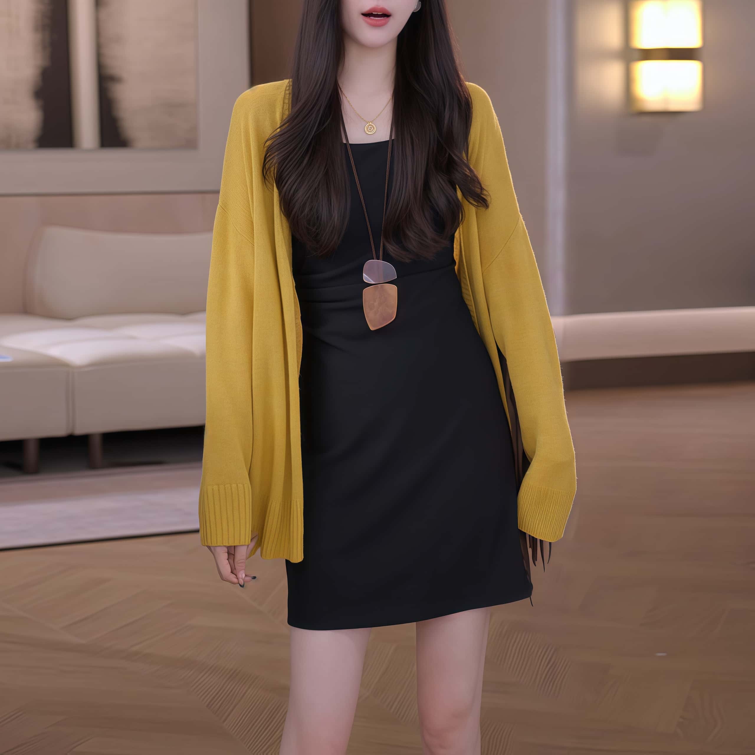 休闲慵懒风薄款针织百搭时尚长袖开衫2025早秋素纯色通勤开衫上衣