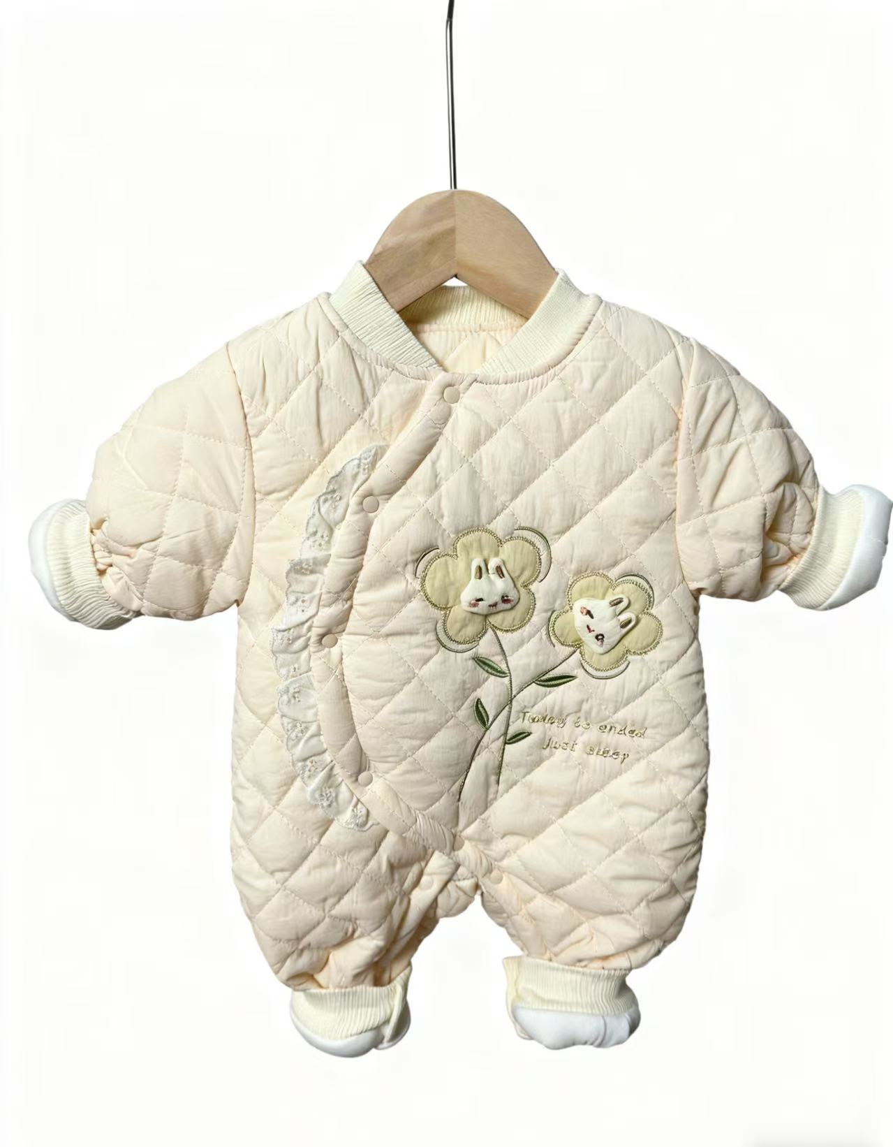 花藏兔套棉连体衣爬服婴儿棉衣外套女宝