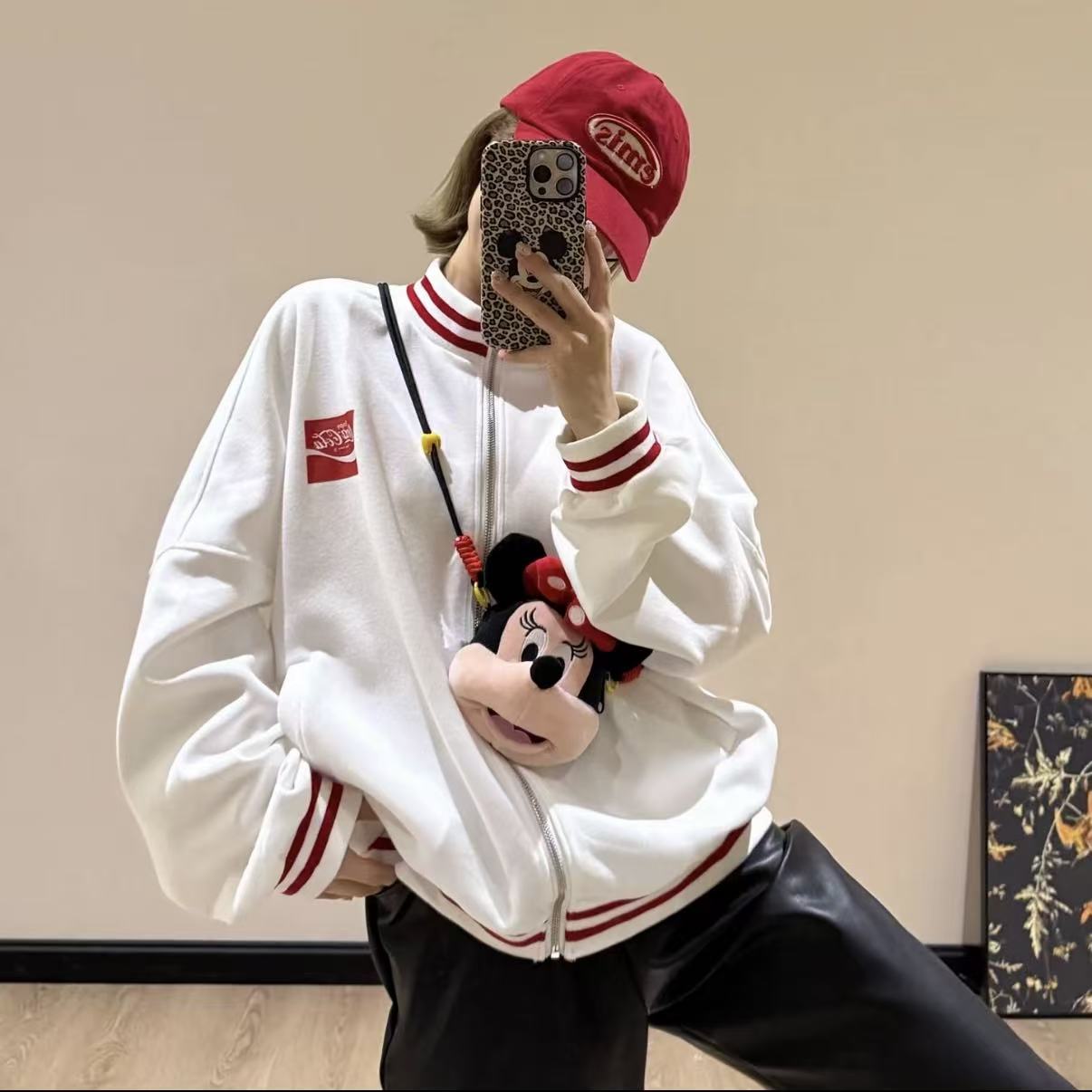 早秋美式休闲风宽松显瘦印花上衣情侣款圆领长袖卫衣外套414579