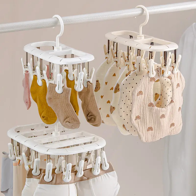 无痕晾晒夹子防风晒袜子内衣内裤毛巾多功能旋转塑料夹子家用阳台