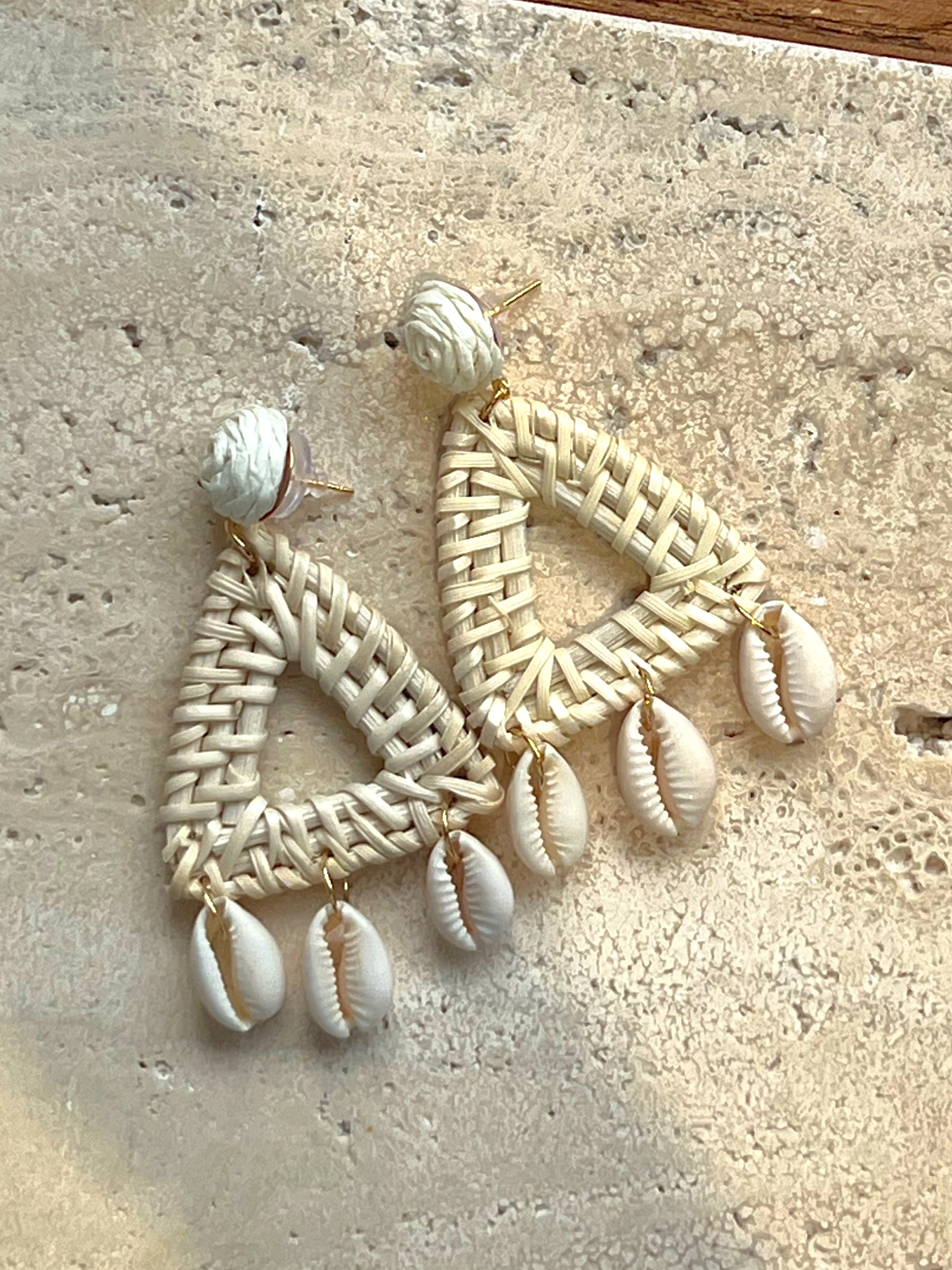 非金属木质耳饰 复古民族风几何形度假型编织耳环耳饰