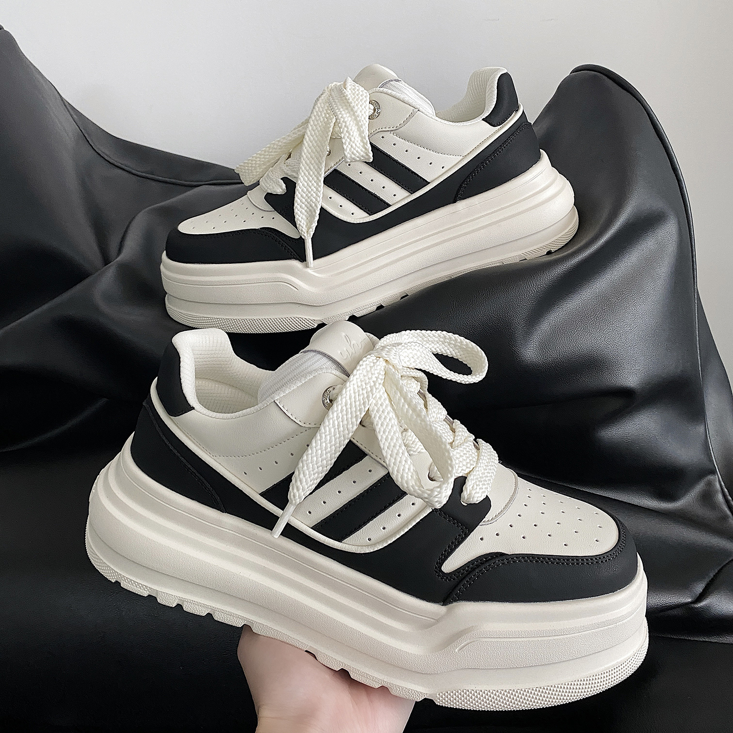 25336新款厚底增高学生休闲板鞋时尚运动鞋男百搭潮流真皮休闲鞋