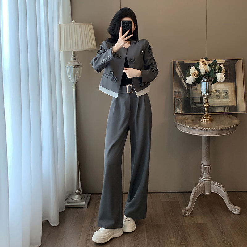 秋季法式轻奢名媛风短外套两件套小众高腰轻职气质显瘦小香风套装