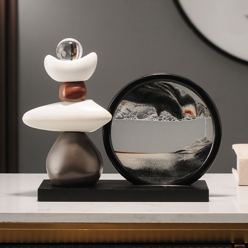 时来运转流沙画摆件客厅电视柜酒柜轻奢高档高级家居装饰品办公室